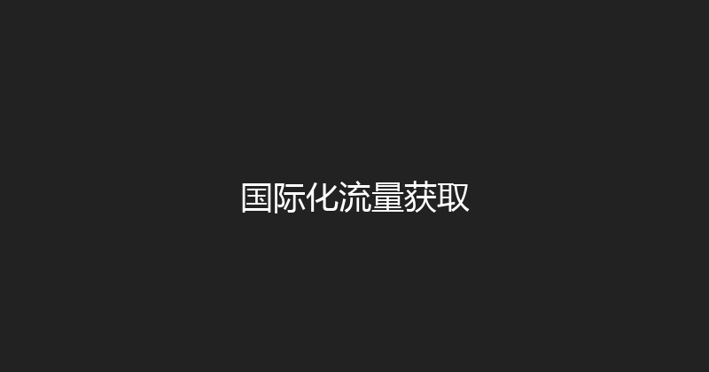 国际化流量获取 封面图