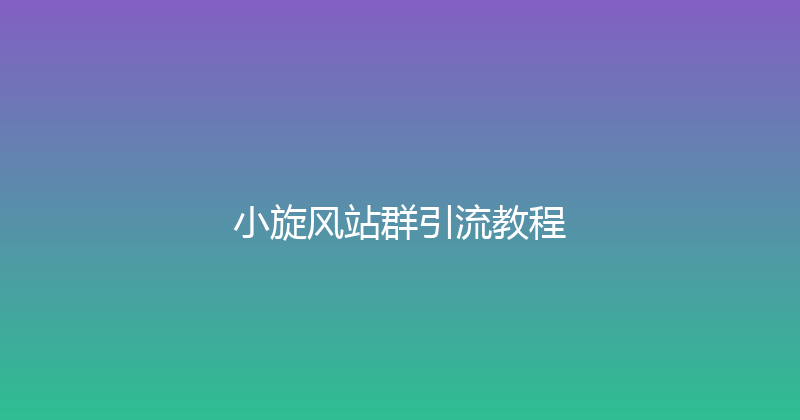 小旋风站群引流教程 封面图