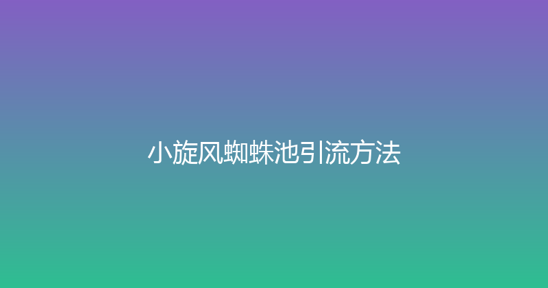 小旋风蜘蛛池引流方法 封面图