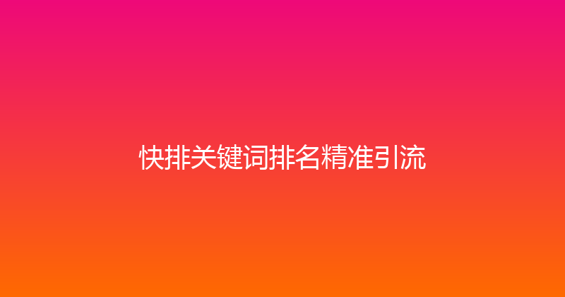 快排关键词排名精准引流 封面图