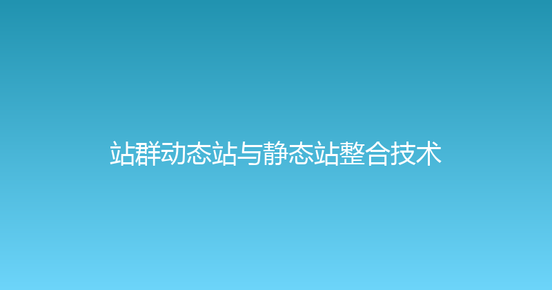 站群动态站与静态站整合技术 封面图