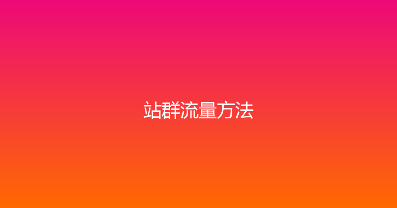 站群流量方法 封面图