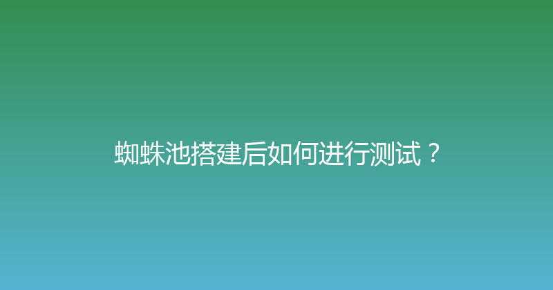 蜘蛛池搭建后如何进行测试？ 封面图
