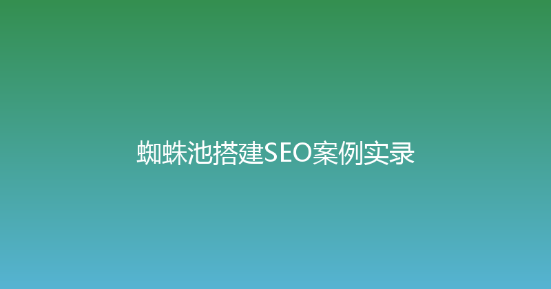 蜘蛛池搭建SEO案例实录 封面图