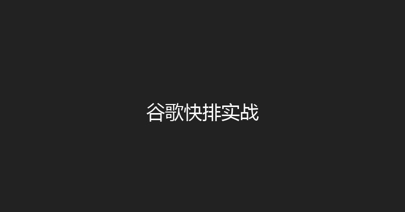 谷歌快排实战 封面图