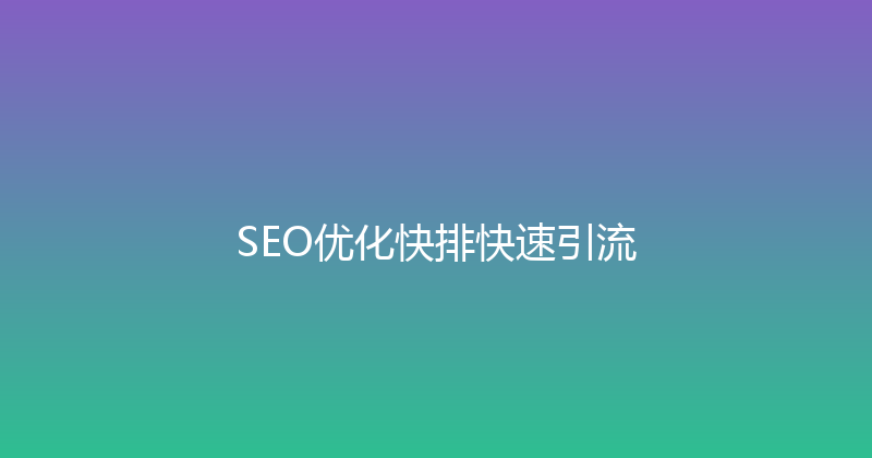 SEO优化快排快速引流 封面图